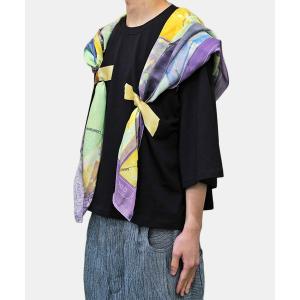 メンズ tシャツ Tシャツ 「MAREUNROL'S」Black t-shirt with a taped scarf W＆M Special Edi｜zozo