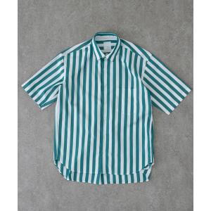 シャツ ブラウス リラックスバックプリーツシャツ半袖 ＜グリーンレガッタストライプ＞の商品画像