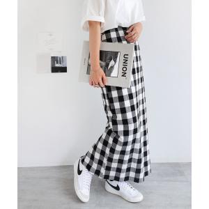 itto スカート 大人が着るチェック柄。リネン風ギンガムチェック