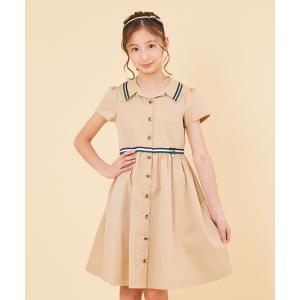 ワンピース シャツワンピース キッズ 開襟シャツワンピース