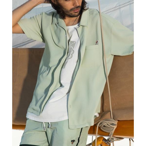 シャツ ワンポイントオープンカラーシャツ メンズ