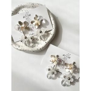 Anemone イヤリング　ホワイト　結婚式イヤリング ANEMONE（アネモネ） イヤリング パール×ホワイトビーズロング