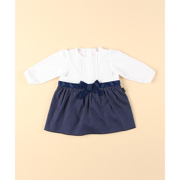 ベビー服 ロンパース ワンピースデザイン　長袖カバーオール(70-80cm)