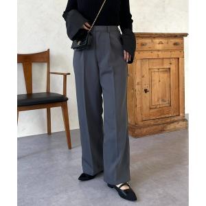 スラックス パンツ ハイウエストセンタープレスタックパンツ レディース