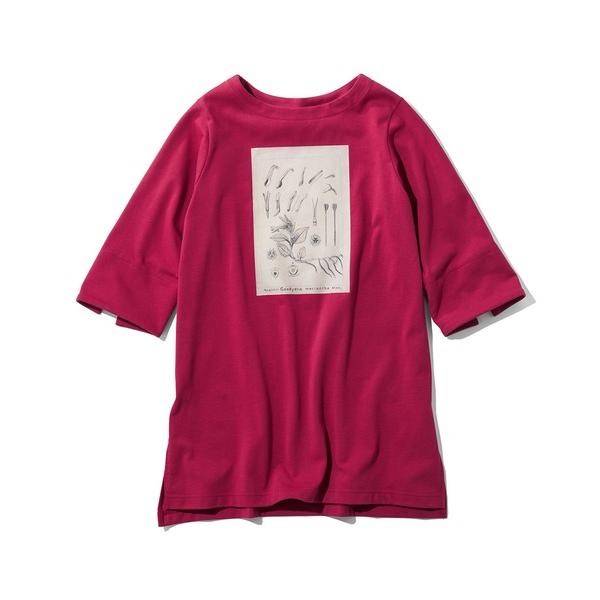 tシャツ ＩＥＤＩＴ　牧野植物園×ＩＥＤＩＴ　牧野博士の描いた植物図プリントのロングトップス レディ...
