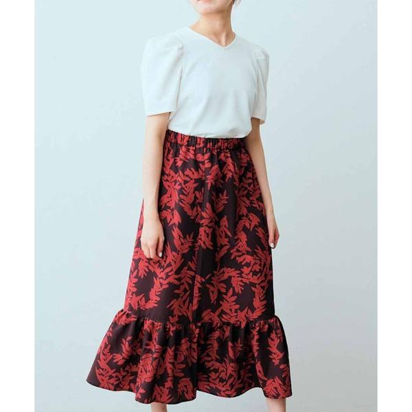 セットアップ ＩＥＤＩＴ　タックスリーブトップスとボタニカルプリントスカートの着映えセット レディー...