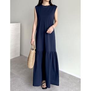 ワンピース 「低身長/高身長サイズ有」コットンノースリーブティアードワンピース