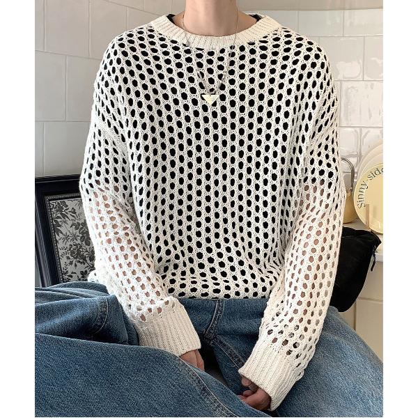 セーター ニット 「neos -addictive design-」ルーズシルエット メッシュ シア...