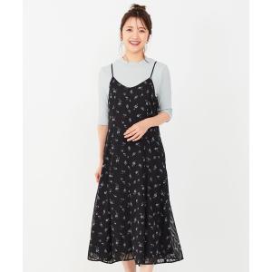 ドレス フラワーキャミ ワンピース × リブインナー