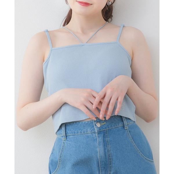 tシャツ 裾刺繍カップインキャミ レディース