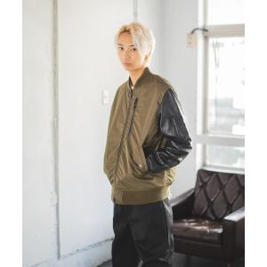 MMMM ma1 ma-1 MMMM/ ナイロンツイル/ラムレザー/MA-1タイプブルゾン