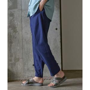 パンツ レーヨンリネンコットンサイドベルトパンツ