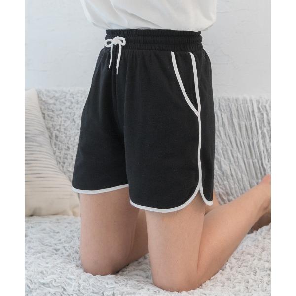 スウェットパンツ ジャージ 配色パイピング ショートパンツ レディース