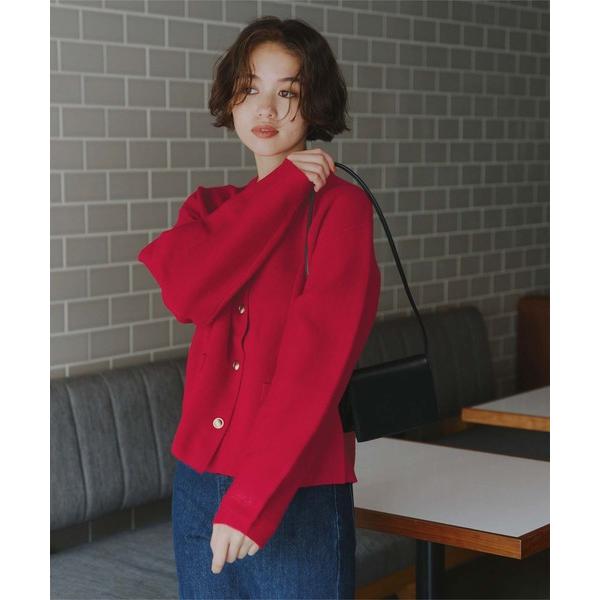 カーディガン ゴールド釦ニットカーディガン レディース