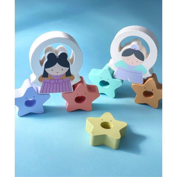 おもちゃ 「F.O.TOYBOX」木製七夕積み木(おり姫とひこ星)