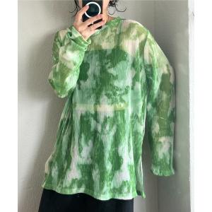tシャツ shirring tie dye sheer tops / シャーリングタイダイシアートップス レディース