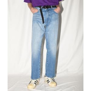 ジーンズ ウォッシュ加工フレアシルエットデニムパンツ/Washed flared denim trousers メンズ レディース