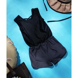 水着 バッククロスオールインワン水着2点セット