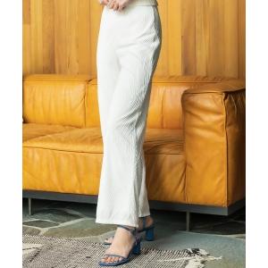 スラックス パンツ ウェーブパターンロングパンツ レディース