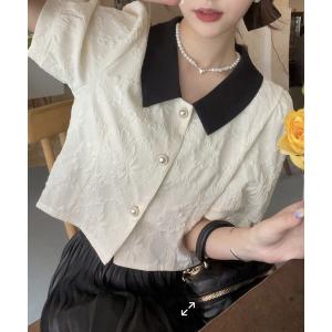 ブラウス シャツ 夏 半袖 「立体花柄エンボス加...の商品画像