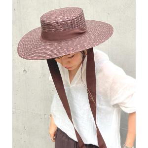 田中帽子店 帽子 ハット 日本製 ロングリボンカンカン帽 麦わら帽子