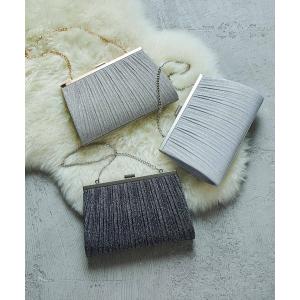 クラッチバッグ パーティーバッグ シャイニーラメプリーツパーティークラッチバッグ レディース