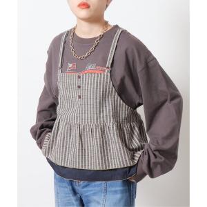 シャツ ブラウス 異素材切り替えキャミブラウス