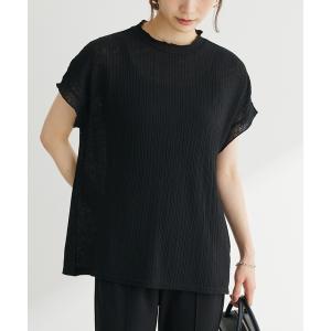 tシャツ Tシャツ プリーツ加工フレンチスリーブカットプルオーバー