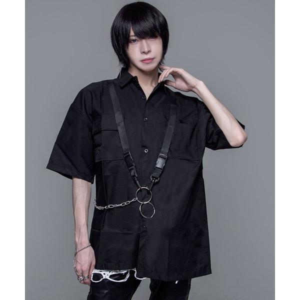 シャツ 半袖 「izBLACK/イズブラック」ストラップチェーン付きデザインシャツ メンズ レディー...