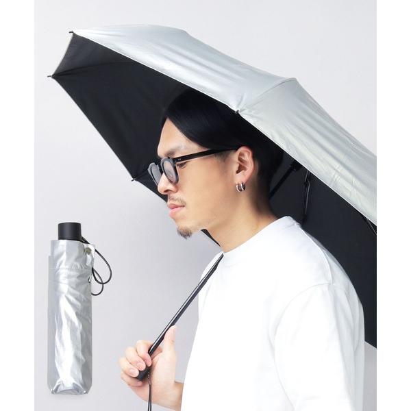 折りたたみ傘 晴雨兼用 シルバー×ブラック 遮光率 UVカット率 99.9%以上 メンズ日傘 メンズ...