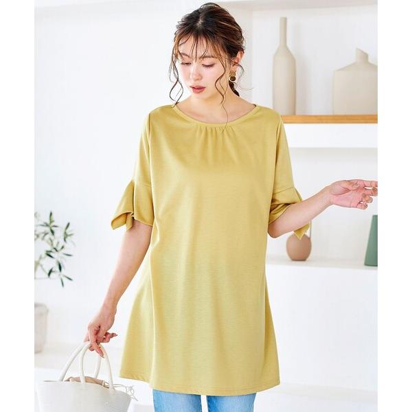 ブラウス シャツ 「洗える」フレアカフスポンチチュニックブラウス レディース