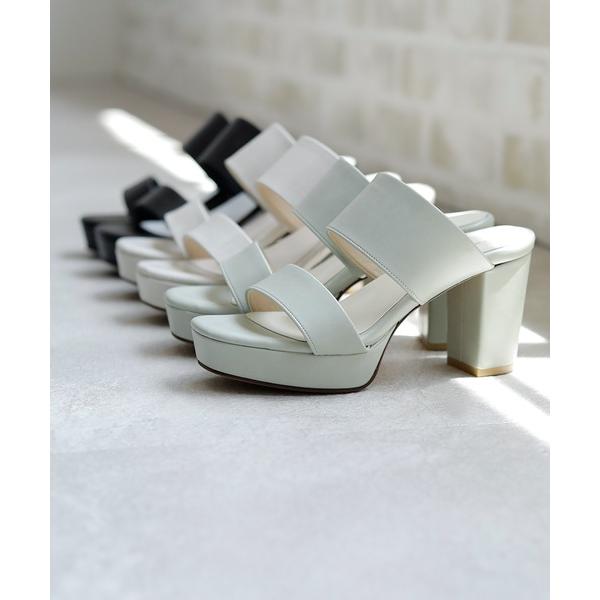 サンダル スクエアトゥ 厚底ミュール「日本製」 レディース