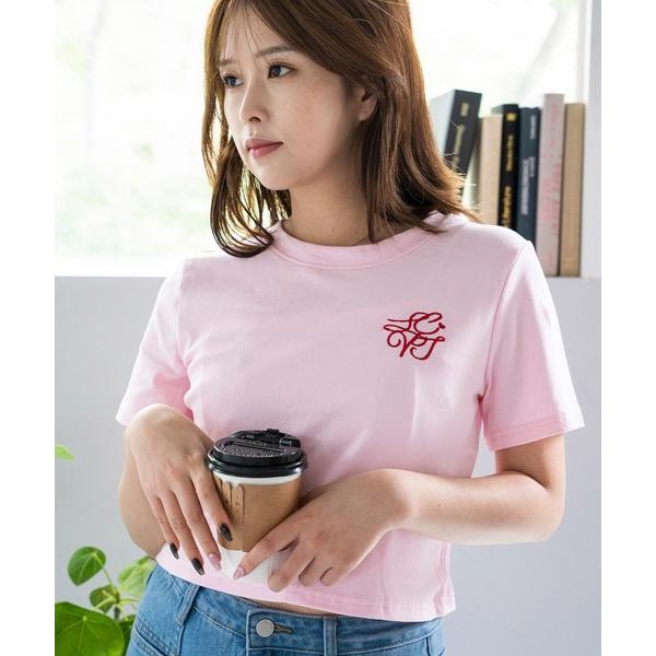 tシャツ 「今だけの大特価価格」LCVTロゴ刺繍クロップドTシャツ レディース