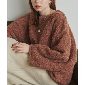 ニット セーター オーバーMIXブークレニット レディース