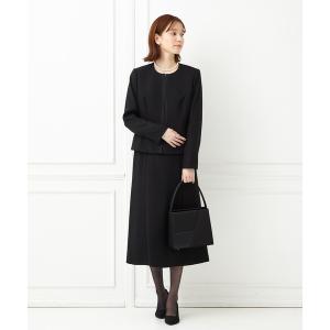 レディース 「喪服・礼服」ハイクラス ノーカラージャケット・前開きワンピース  2点セット ブラックフォーマルアンサンブル