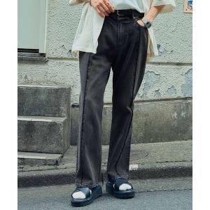 パンツ デニム ジーンズ センターフリンジ/デニムフレアパンツ