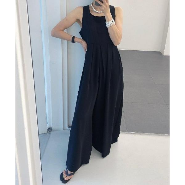 オールインワン タックフレアノースリロンパース レディース