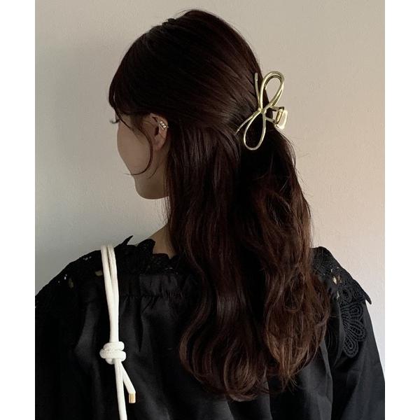ヘアクリップ メタリックリボンヘアクリップ