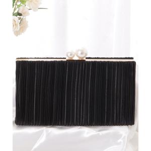 クラッチバッグ パーティーバッグ スクエア型パールがま口クラッチバッグ レディース