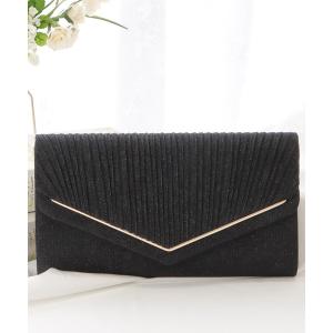 クラッチバッグ パーティーバッグ メタリックパーツ付きV字ラメクラッチバッグ レディース