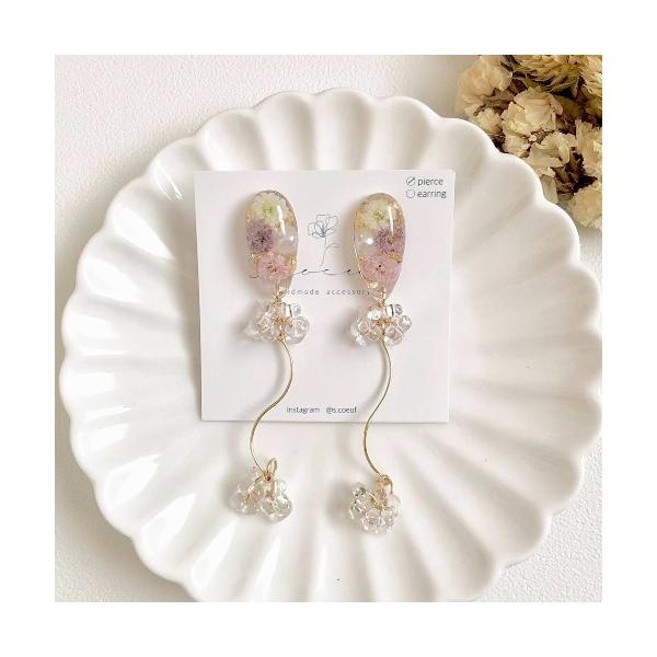 ピアス 「S.coeuf」ピアス　かすみ草のドロップ×ウェーブとつぶつぶビーズ(MA) レディース