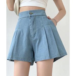 パンツ デニム ジーンズ レディース タックフレアデニムショートパンツ｜ZOZOTOWN Yahoo!店