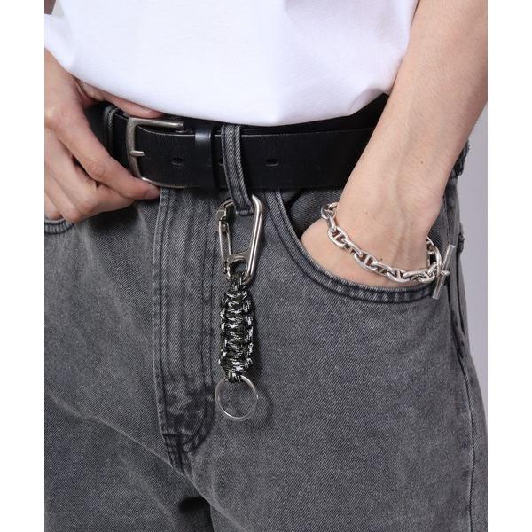 キーホルダー 手編みミックスパラコードカラビナキーリング＆キーホルダー