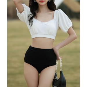 水着 レディース水着 パフスリーブハイウエストビキニ 上下2点セット レディース