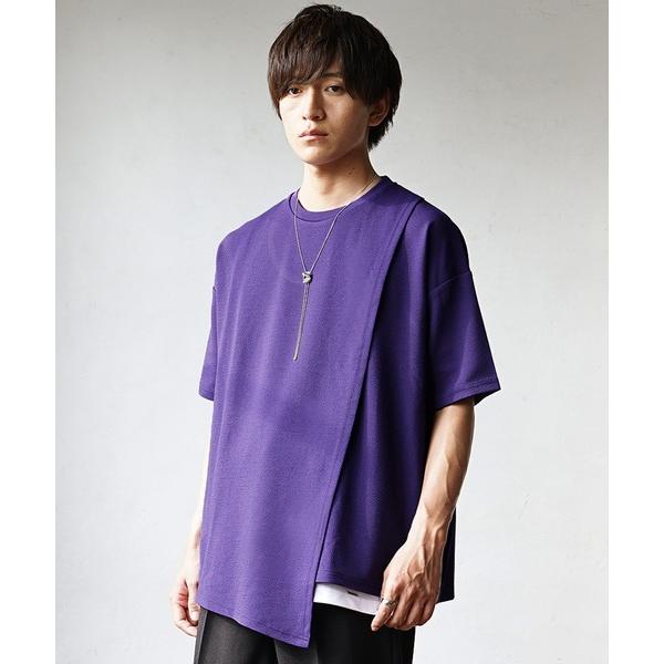 アンサンブル 「MinoriTY」さらさら梨地素材アシメトリーカットワークアンサンブル 半袖Tシャツ...