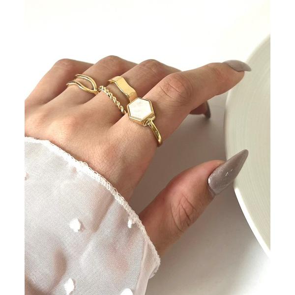 指輪 リング 手元に輝き与える4点リングセット レディース