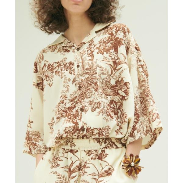 ブラウス シャツ 花柄オープンカラーシャツ レディース メンズ