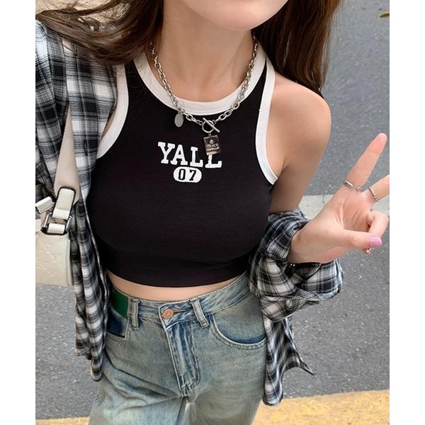 タンクトップ ノースリーブ 「パット付き」YALL ロゴ アメリカンスリーブ タンクトップ アメスリ...