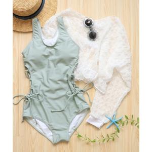 水着 キッズ トップス付き サイドレースアップ ...の商品画像