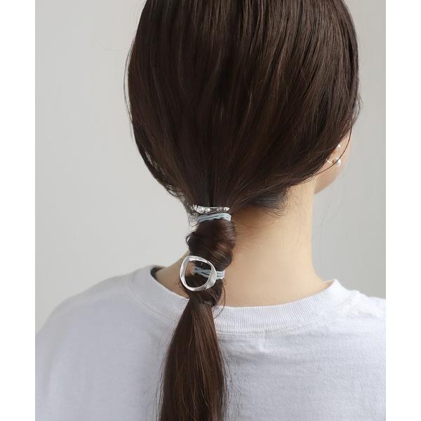 ヘアゴム パール×マットメタルポニーフック「2個セット」